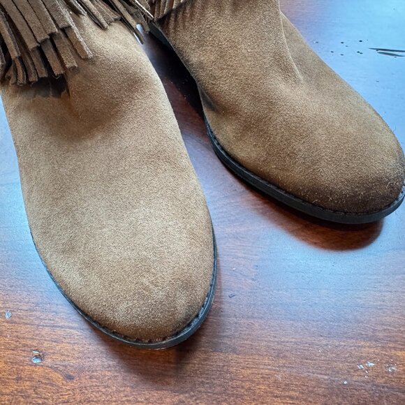 Minnetonka Beige Suede Fringe Ankle Boot - Picture 6 of 12